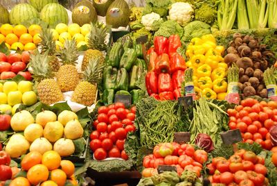 Full frame shot of fruits for sale at market