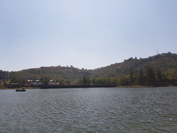 Scenic view of river against clear sky