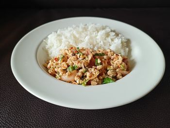 High angle view of meal served in plate