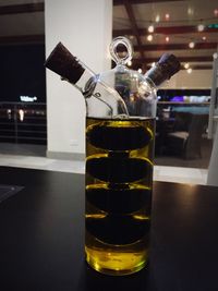 Close-up of beer bottles