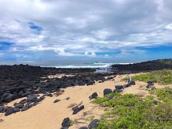 Scenic view of beach against sky