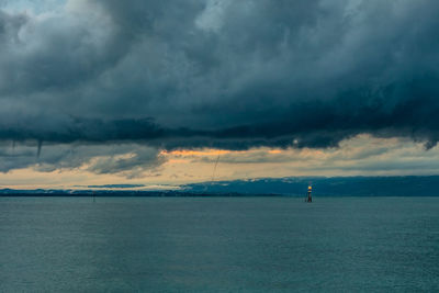 Scenic view of sea against cloudy sky