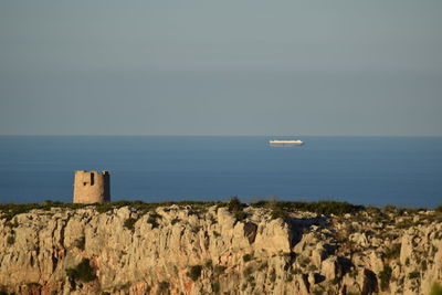 Scenic view of sea against clear sky