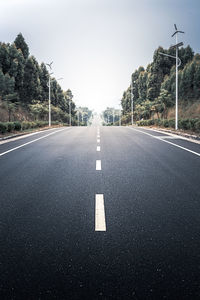 Surface level of road against sky