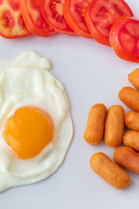 High angle view of breakfast served in plate