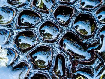 Full frame shot of wet blue metal
