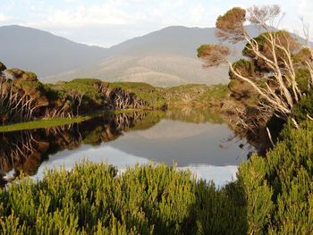 Scenic view of lake against sky