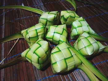 High angle view of vegetables on table