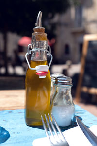 Close-up of drink in glass on table