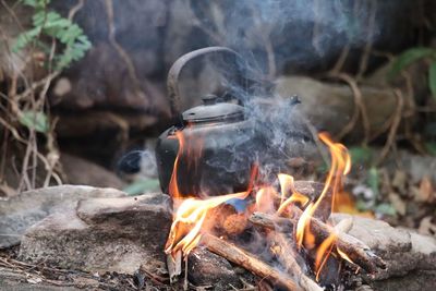 Close-up of bonfire