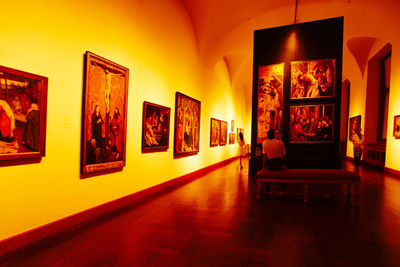 Interior of illuminated museum