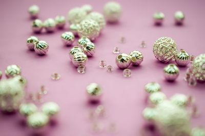 Close-up of pink flowers on table