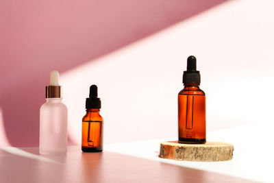 Close-up of bottles on table