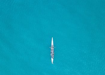 High angle view of ship in water