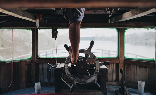 Low section of man in boat