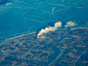 Aerial view of sea and land