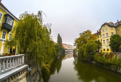 Canal amidst buildings against sky