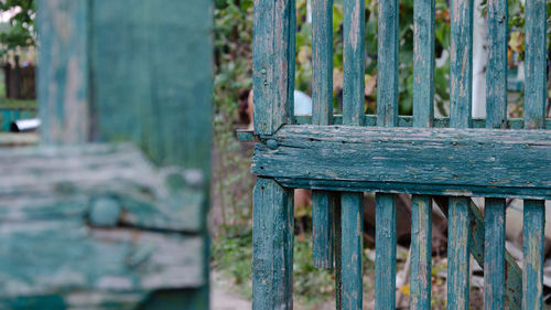 Close-up of old wooden fence