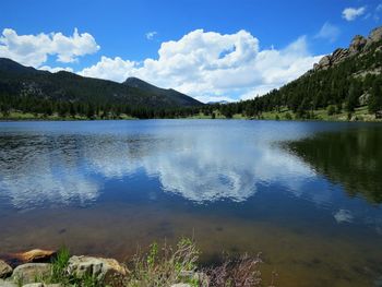 Scenic view of lake against sky