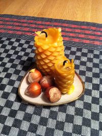 High angle view of fruits on table