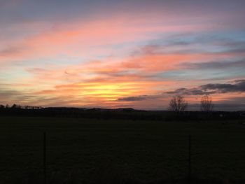 Silhouette landscape at sunset