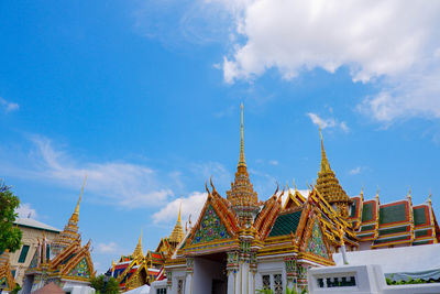 Low angle view of pagoda against sky