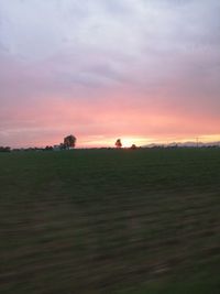 Scenic view of field against sky during sunset