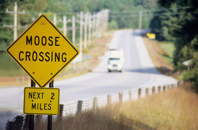 Information sign by road