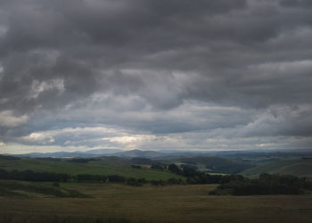 Scenic view of landscape against cloudy sky