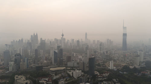 High angle view of cityscape against sky