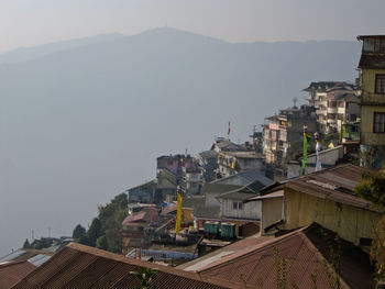 High angle view of buildings in city