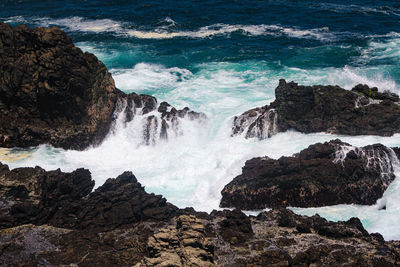 Scenic view of rocks in sea