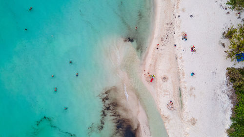 High angle view of people on beach