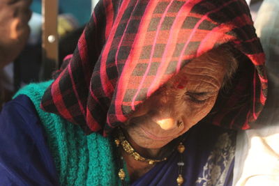 Close-up of working senior woman