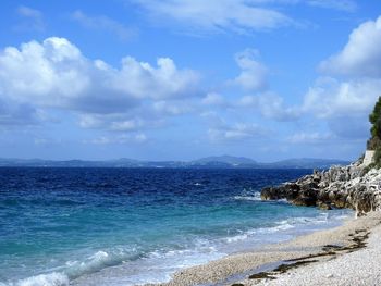 Scenic view of sea against cloudy sky