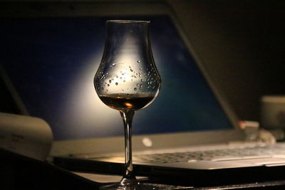 Close-up of wine glass on table