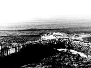 Scenic view of sea against clear sky
