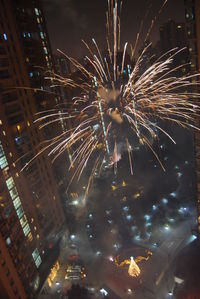 Firework display at night