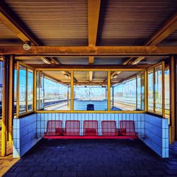 Train at railroad station platform