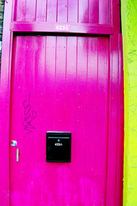 Close-up of red closed door