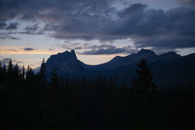 Scenic view of mountains against sky during sunset