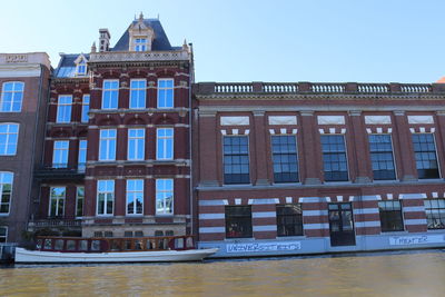 Building against clear sky in city