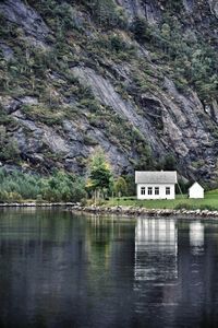 Scenic view of lake against mountain