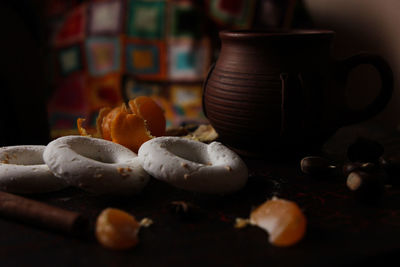 Close-up of food on table