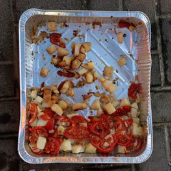 Full frame view of junk food on street 