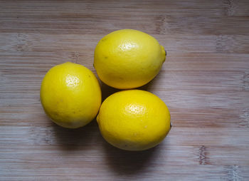 High angle view of lemons on table