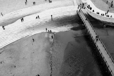 High angle view of people on beach