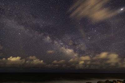 Scenic view of sea against sky at night