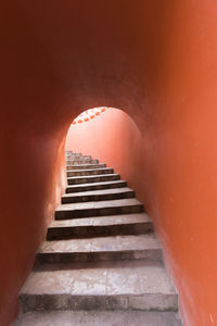 Low angle view of staircase in old building