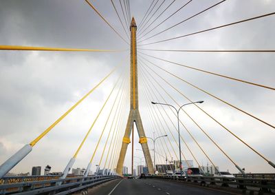 Low angle view of suspension bridge